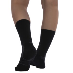 copper fit womens crew length compression socks, black, large-x-large us
