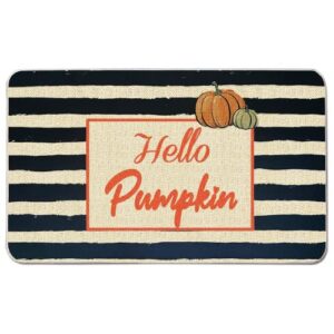 gz party hello pumpkin door mat,18 x 30 inch fall holiday non-skid floor mat switch mat indoor outdoor home garden, easy to clean low profile mat for entry patio garage high traffic areas