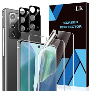 4 pack lk 2 pack screen protector + 2 pack camera lens protector compatible for samsung galaxy note 20, positioning tool, in-display fingerprint support, hd ultra-thin