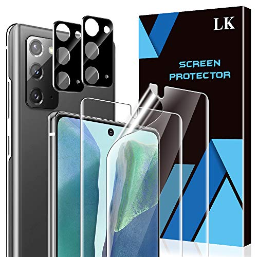 4 Pack LK 2 Pack Screen Protector + 2 Pack Camera Lens Protector Compatible for Samsung Galaxy Note 20, Positioning Tool, in-Display Fingerprint Support, HD Ultra-Thin