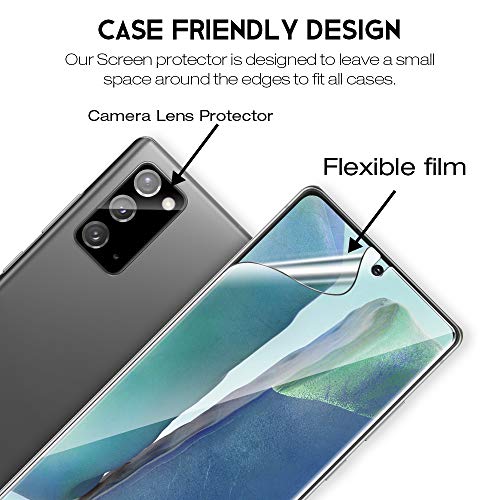 4 Pack LK 2 Pack Screen Protector + 2 Pack Camera Lens Protector Compatible for Samsung Galaxy Note 20, Positioning Tool, in-Display Fingerprint Support, HD Ultra-Thin