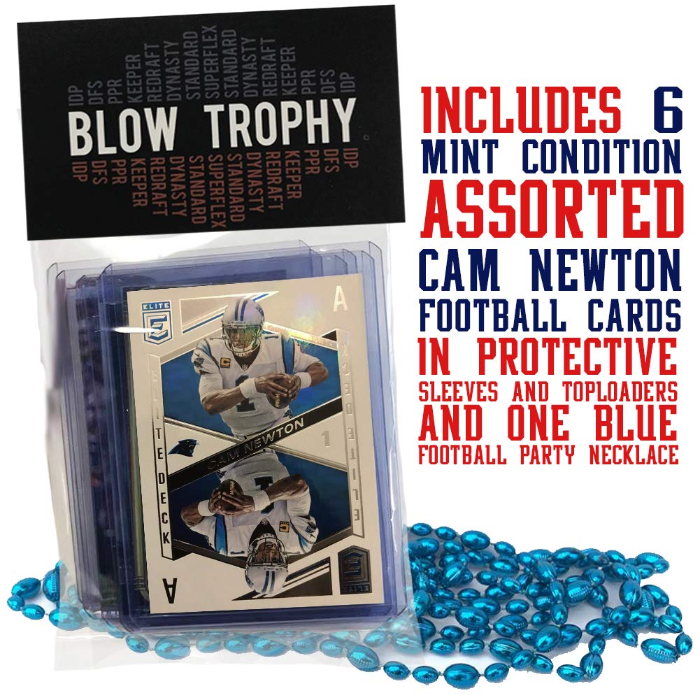 Cam Newton Football Card Bundle, Set of 6 Assorted New England Patriots Carolina Panthers Auburn Tigers Mint Football Cards Gift Set of MVP Quarterback Cam Newton, Protected by Sleeve and Toploader