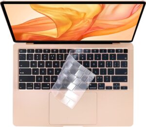 eoocoo keyboard cover premium ultra thin compatible for 2021 2020 macbook air 13 inch m1 a2337 a2179 with retina display, us layout, tpu clear
