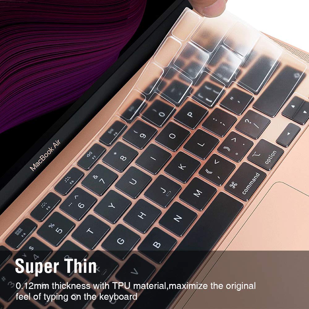 EooCoo Keyboard Cover Premium Ultra Thin Compatible for 2021 2020 MacBook Air 13 inch M1 A2337 A2179 with Retina Display, US Layout, TPU Clear