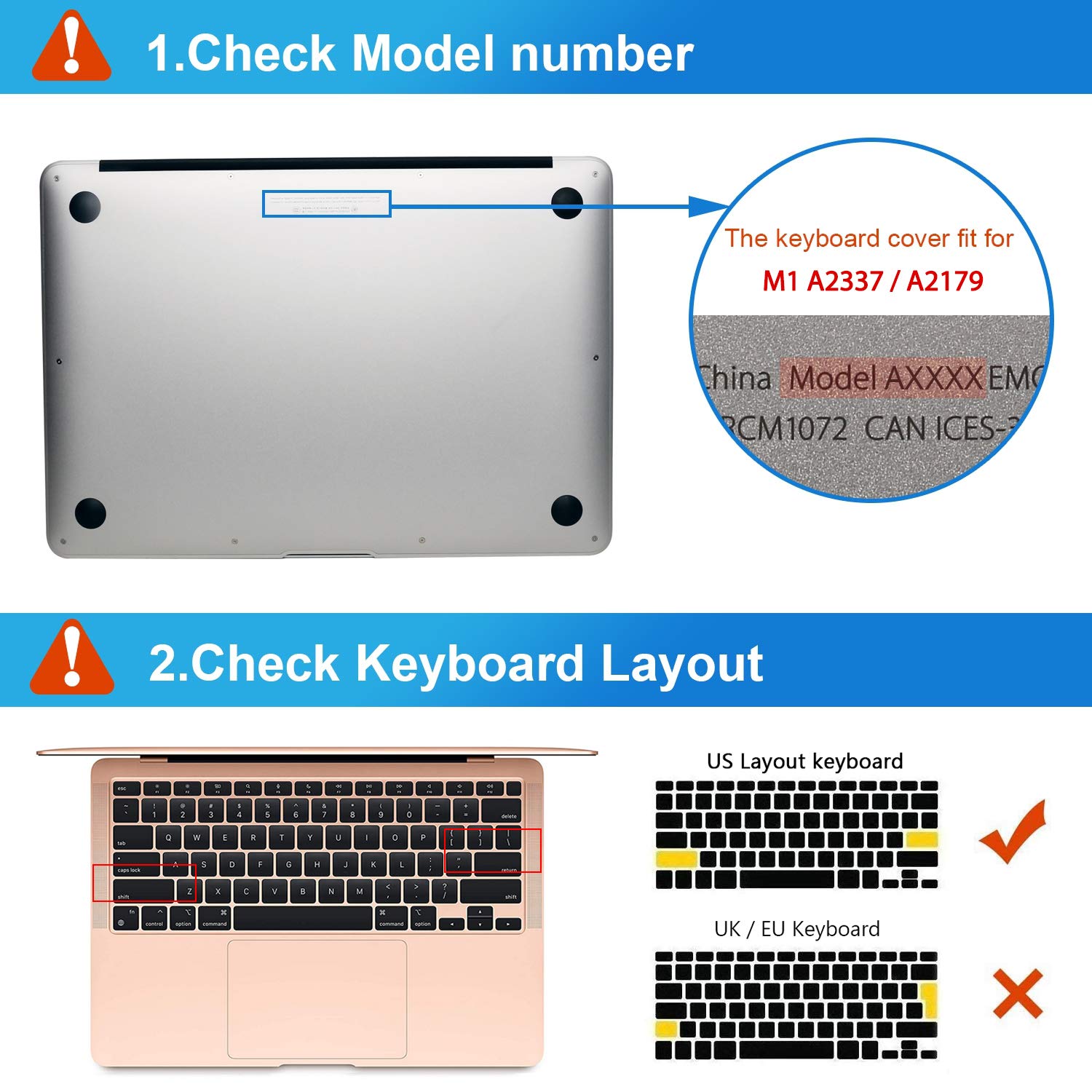 EooCoo Keyboard Cover Premium Ultra Thin Compatible for 2021 2020 MacBook Air 13 inch M1 A2337 A2179 with Retina Display, US Layout, TPU Clear