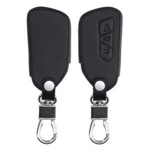 kwmobile key cover compatible with vw golf 8 3 button car key - faux leather car key fob protector - black