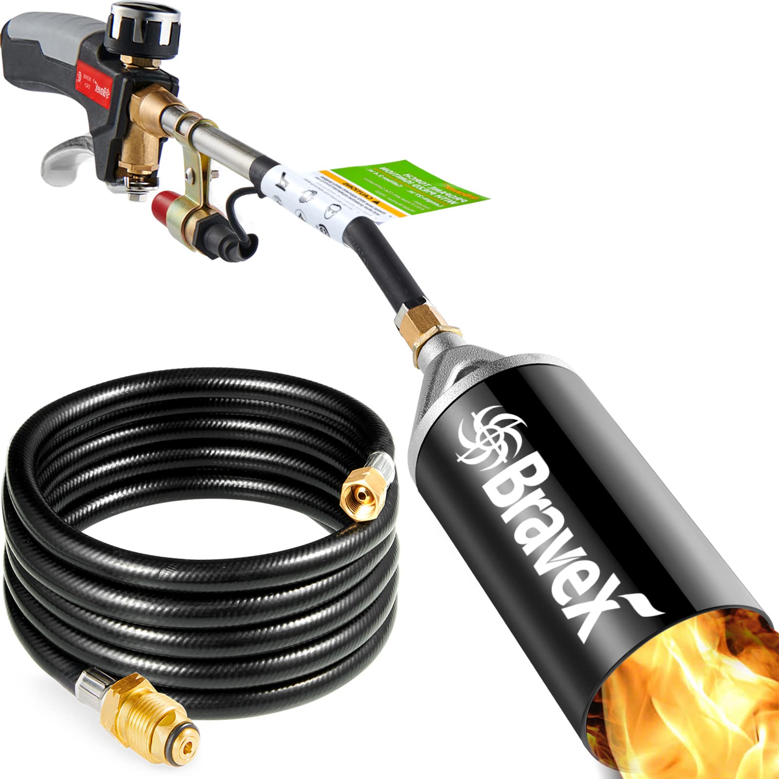 Propane Torch Weed Burner Torch - Weed Torch with 10FT Hose, High Output Outdoor Torch Kit for Garden Stumps Wood Ice Snow Roofing