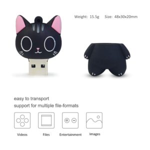 LEIZHAN Cute USB Flash Drive 32GB Cartoon Cat Pendrive Memory Thumb Stick USB2.0 Animal Jump Drive Character Data Storage Gift USB Disk Pendrive with Key Chain