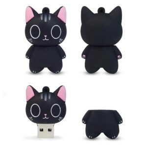 LEIZHAN Cute USB Flash Drive 32GB Cartoon Cat Pendrive Memory Thumb Stick USB2.0 Animal Jump Drive Character Data Storage Gift USB Disk Pendrive with Key Chain