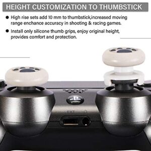 Playrealm FPS Thumbstick Extender & 3D Texture Rubber Silicone Grip Cover 2 Sets for PS5 Dualsenese & PS4 Controller (Cat Paw Grey)