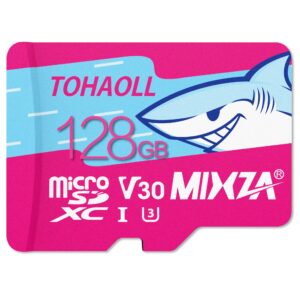 mixza 128gb micro sd card, u3 v30 microsdxc memory card full hd & 4k uhd, expanded storage for gaming, wyze, gopro, dash cam, security camera, 4k video recording, high speed tf card up to 100mb/s
