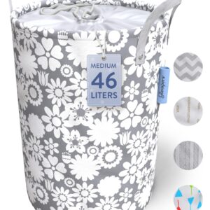 GLAMPERS Laundry Hamper 43/46/54L | Small Laundry Baskets with Sturdy Handles | Collapsible Kids Hamper for Dirty Clothes, Toys | Small, Gray Wave2