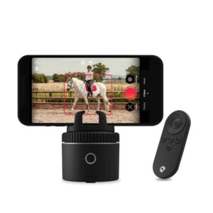 pivo pod silver equestrian pack, auto face, body, horse tracking phone holder, 360° rotation, remote control for hands-free video recording