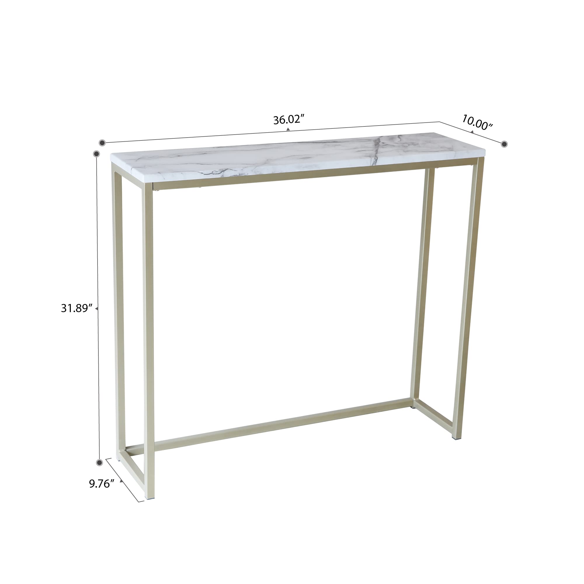 Tilly Lin 36" Faux Marble Console Table with Gold Metal Frame, Rectangular Shape Sofa Table for Entryway, Bar Table for Dining Room, Couch Table, Display Table for Living Room, Hallway, Foyer