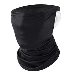 yan xuan 1pcs ear loops neck gaiter balaclava bandana headwear,ice silk cooling face scarf for dust outdoors black
