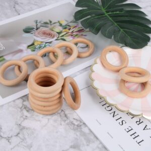 15 Pcs Wooden Rings, Macrame Wooden Rings, Natural Unfinished Solid Wood Rings for DIY Craft Pendant Connectors Jewelry Making (55 mm)