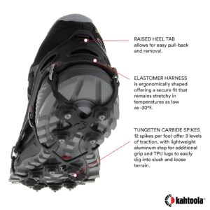 Kahtoola EXOspikes Footwear Traction for Winter Hiking & Running in Snow, Ice & Rocky Terrain - Black - Medium