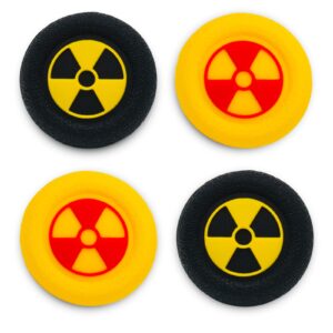playrealm soft rubber silicone 3d texture thumb grip cover x 4 for ps5, ps4, xbox series x/s, xbox one, switch pro controller(radiation black yellow pack)