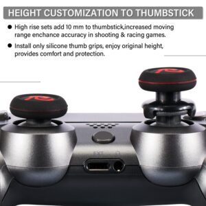Playrealm FPS Thumbstick Extender & Printing Rubber Silicone Grip Cover 2 Sets for PS5 Dualsenese & PS4 Controller (Danger of Kanji)