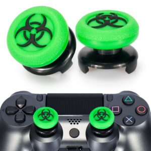 playrealm fps thumbstick extender & 3d texture rubber silicone grip cover 2 sets for ps5 dualsenese & ps4 controller (bioh green)