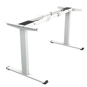 topsky dual motor electric adjustable standing computer desk for home and office (white frame only)
