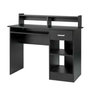 thaweesuk shop new black writing table computer desk laptop pc wood workstation study office home work furniture e1 15mm chipboard 43.3" x 19.69" x 37.4" (lxwxh