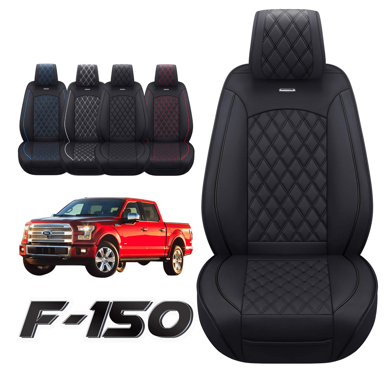 Aierxuan Car Seat Covers Front Set with Waterproof Leather Automotive Vehicle Cushion Cover for Cars SUV Pickup Truck Fit for 2009 to 2024 Ford F150 Carhartt and 2017 to 2024 F250 F350 F450