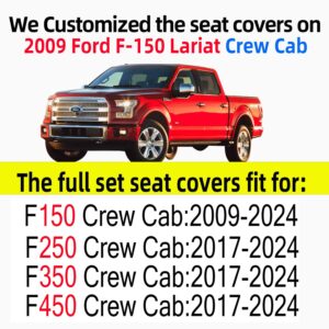 Aierxuan Car Seat Covers Front Set with Waterproof Leather Automotive Vehicle Cushion Cover for Cars SUV Pickup Truck Fit for 2009 to 2024 Ford F150 Carhartt and 2017 to 2024 F250 F350 F450