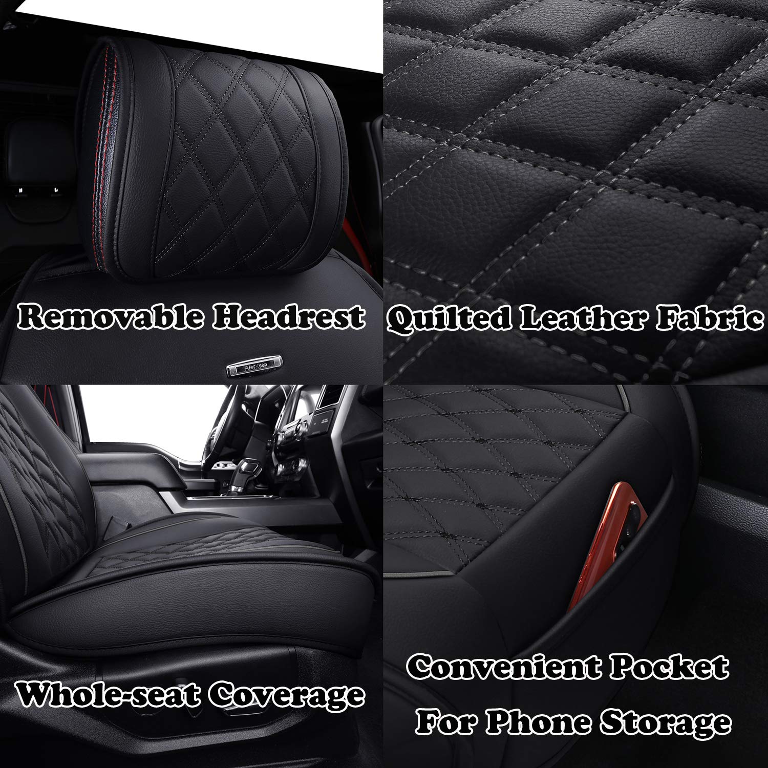 Aierxuan Car Seat Covers Front Set with Waterproof Leather Automotive Vehicle Cushion Cover for Cars SUV Pickup Truck Fit for 2009 to 2024 Ford F150 Carhartt and 2017 to 2024 F250 F350 F450