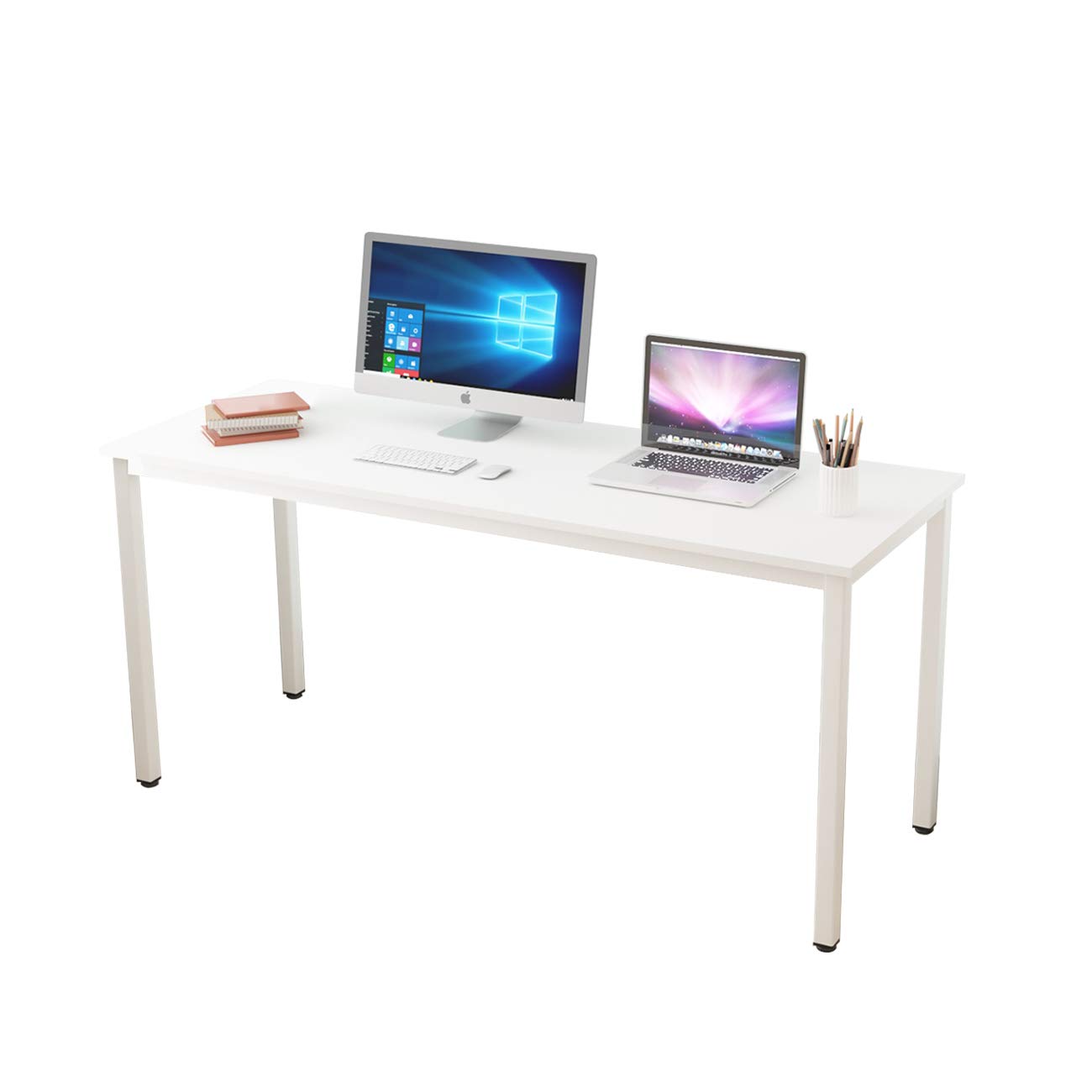 soges 63 Inch Long Computer Desk Home Office Table Writing Desk Study Table Gaming Table Computer Workstations White GCP2AC3-160WW