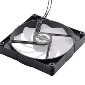 Phanteks (PH-F140SK_DRGB_PWM) SK140 DRGB PWM Fan, 140mm Fan, high Airflow Nine-Blade Design, DRGB Lighting, Rubber dampening washers - Black