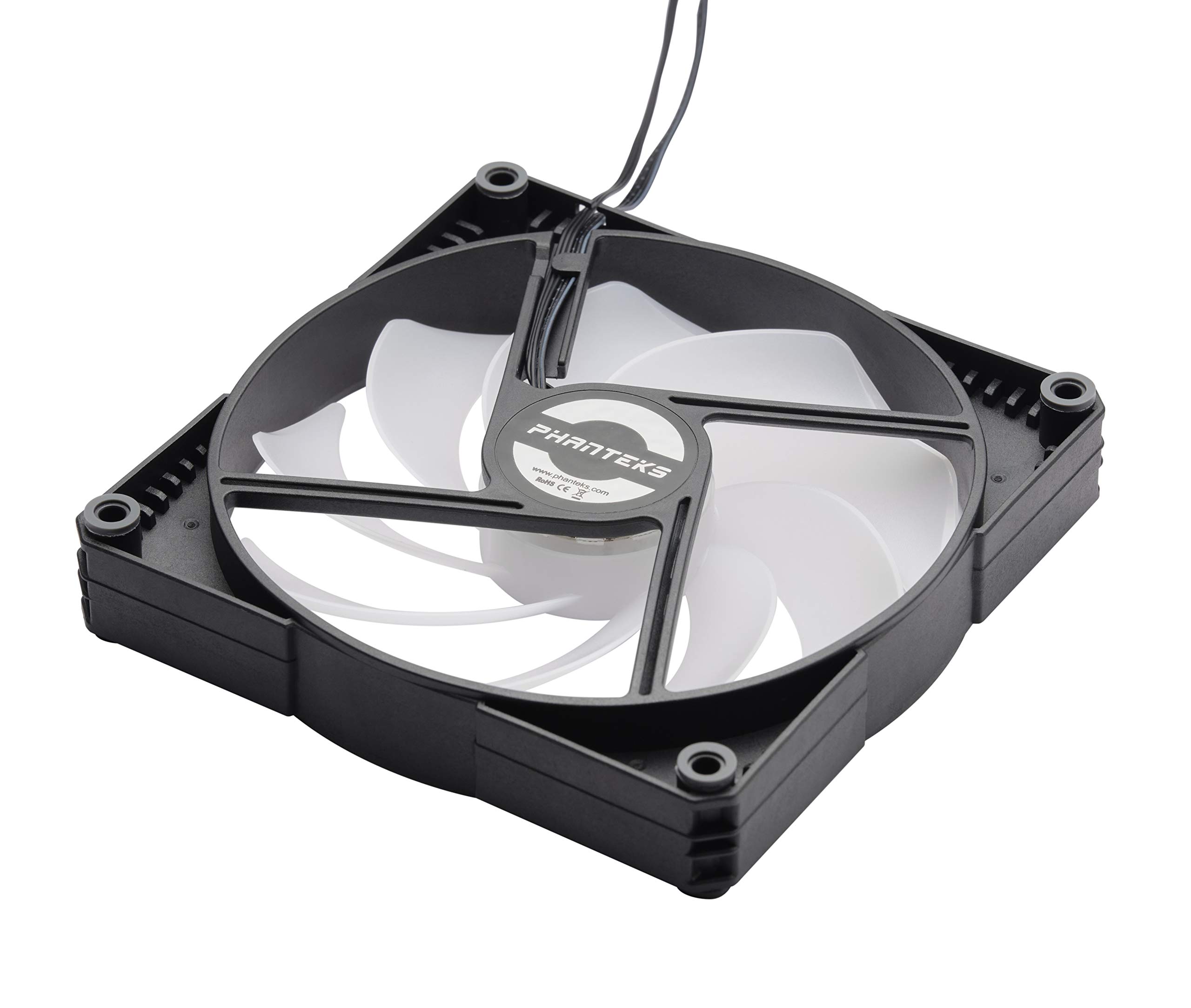 Phanteks (PH-F140SK_DRGB_PWM) SK140 DRGB PWM Fan, 140mm Fan, high Airflow Nine-Blade Design, DRGB Lighting, Rubber dampening washers - Black