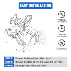 ENIXWILL Ram Front Tow Hooks Fit for 2009-2019 Dodge Ram 1500 Replace OEM 82210967 68196982AA