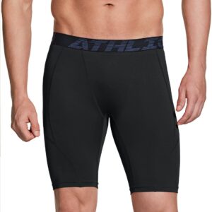 ATHLIO Men's Athletic Cool Dry Compression Shorts, Sports Performance Active Running Tights, 3pack Cool Dry Shorts Dim Black/Dim Black/Dim Black, X-Large