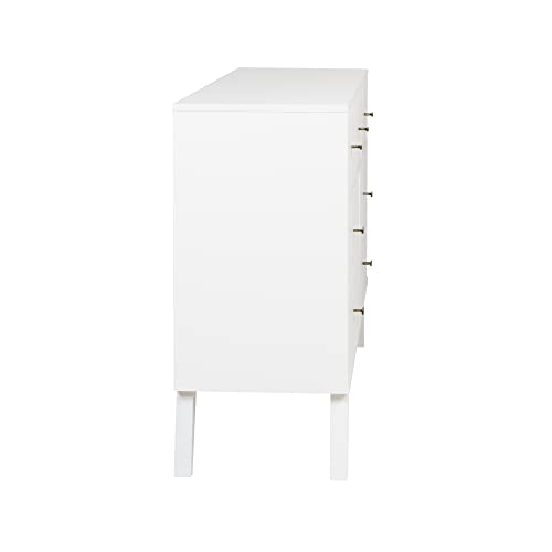 Prepac Milo Mid-Century Modern 7 Drawer Double Dresser for Bedroom, Wide Chest of Drawers, Contemporary Bedroom Furniture, 16" D x 52.5" W x 33.75" H, White, WDBR-1407-1