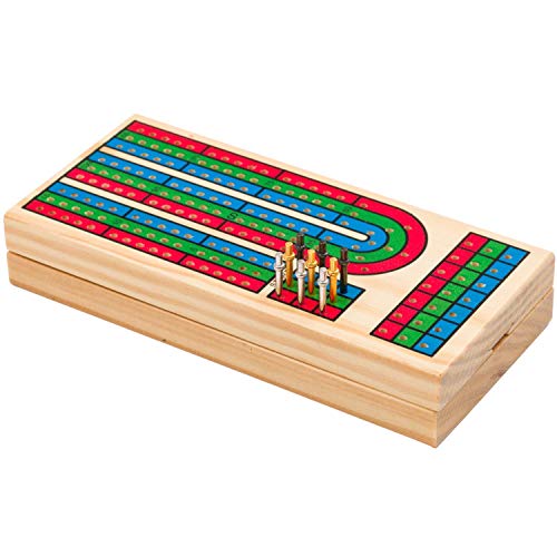 Regal Games Cribbage Board Game Set w/Storage - Fun Table Game with Wooden Board for Adults & Kids - 9 Metal Pegs, Deck of Playing Cards & 2-4 Player Games - Ideal for Game Night, Travel (Ages 8+)