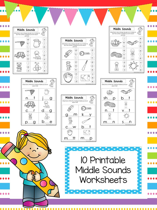 10 Printable Middle Sounds Worksheets