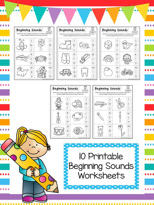 10 Printable Beginning Sounds Worksheets