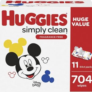 HUGGIES Simply Clean Scented Baby Wipes, 11 Flip-top Pack, 704Count (Pack Of 11)