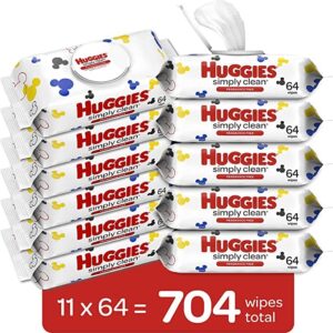 HUGGIES Simply Clean Scented Baby Wipes, 11 Flip-top Pack, 704Count (Pack Of 11)