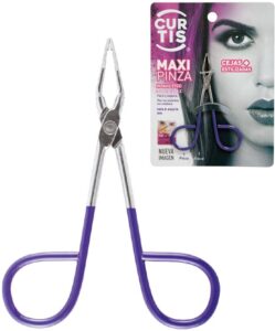 professional salon tweezers with easy scissor handle, the best precision eyebrow tweezers men/women; portable beauty tool for facial hair, ingrown hair, blackhead; purple made in mexico (updated)