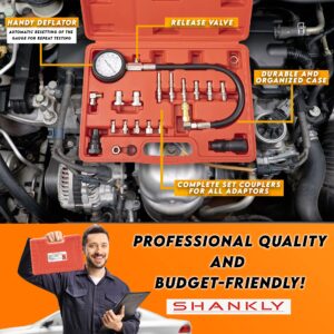 Shankly Diesel Engine Compression Tester Automotive Fuel Pressure Tester Kit, Engine Compression Gauges Tool 1000 PSI with Cylinder Compression Tester Hose - Comes with Carrying Case