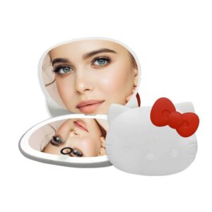 impressions vanity hello kitty compact mirror with adjustable brightness, touch sensor and rechargeable travel makeup mirror for purse