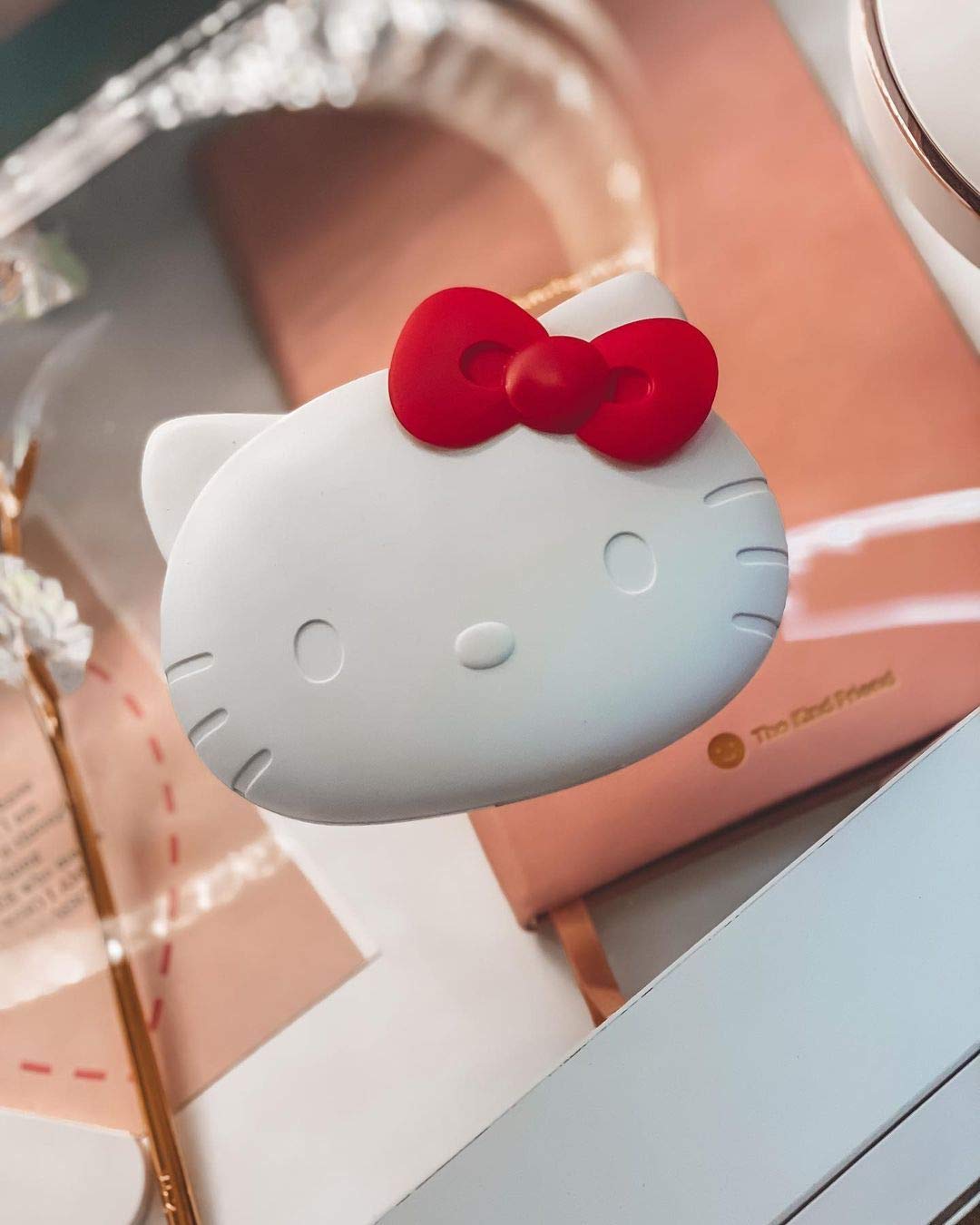 Impressions Vanity Hello Kitty Compact Mirror with Adjustable Brightness, Touch Sensor and Rechargeable Travel Makeup Mirror for Purse