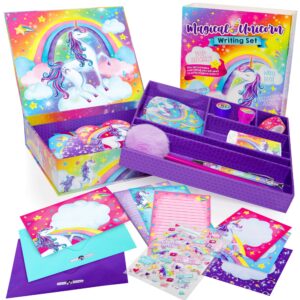 original stationery unicorn letter writing set, 45-piece stationery set for girls, fun unicorn gifts for girls age 10-12 & magical gift idea for kids