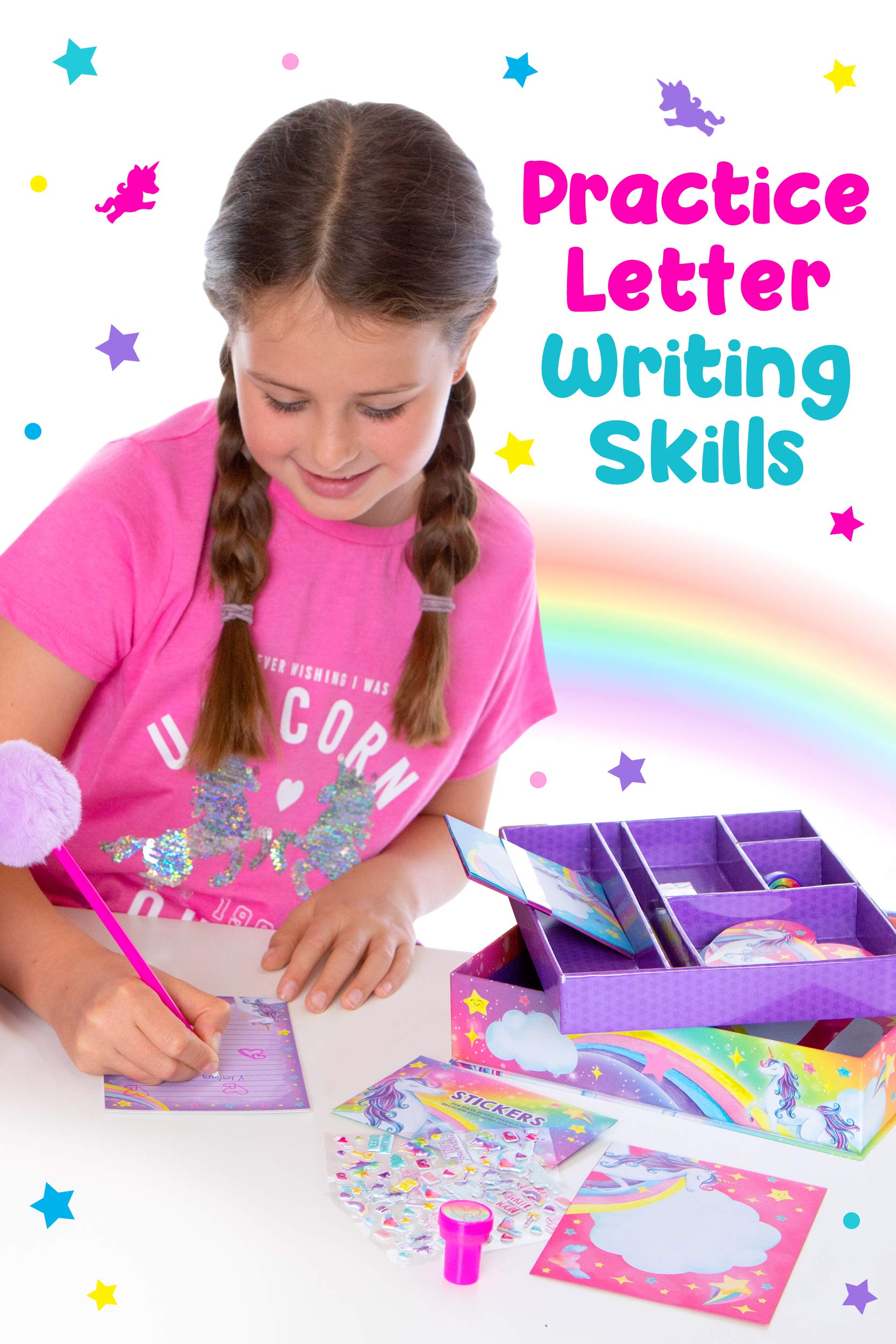 Original Stationery Unicorn Letter Writing Set, 45-Piece Stationery Set for Girls, Fun Unicorn Gifts for Girls Age 10-12 & Magical Gift Idea for Kids