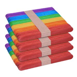 ktojoy 200 pcs colored wooden craft sticks wooden popsicle colored craft sticks 4.5 inch length treat sticks ice pop sticks for diy crafts，home art projects, classroom art supplies