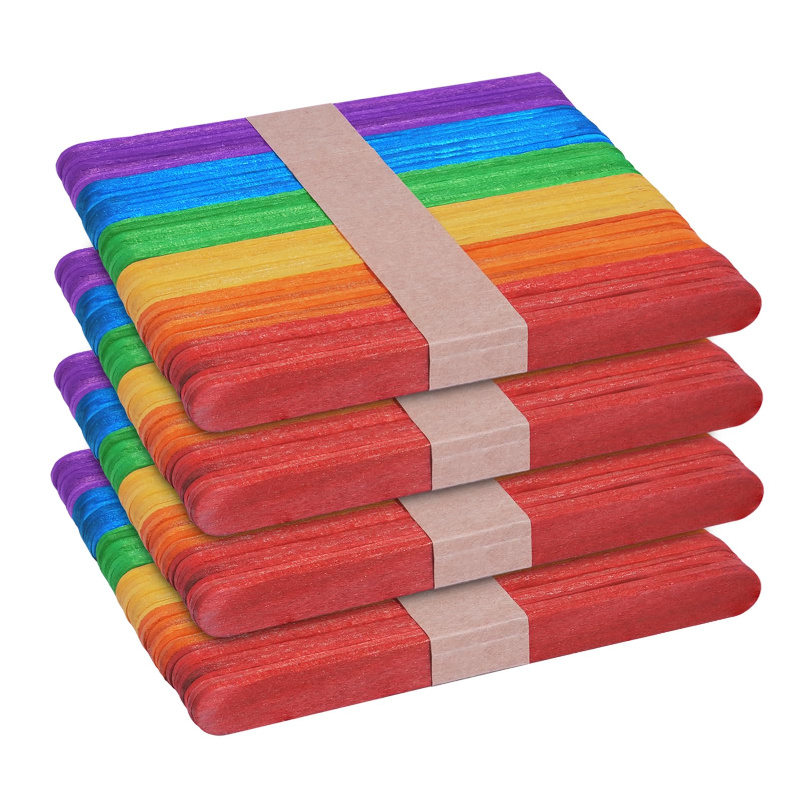 KTOJOY 200 Pcs Colored Wooden Craft Sticks Wooden Popsicle Colored Craft Sticks 4.5 inch Length Treat Sticks Ice Pop Sticks for DIY Crafts，Home Art Projects, Classroom Art Supplies