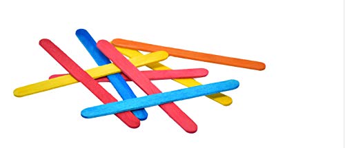 KTOJOY 200 Pcs Colored Wooden Craft Sticks Wooden Popsicle Colored Craft Sticks 4.5 inch Length Treat Sticks Ice Pop Sticks for DIY Crafts，Home Art Projects, Classroom Art Supplies