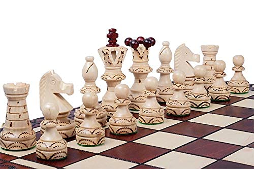 Handmade Chess Set European Ambassador with 21" Board and Hand Carved Chess Pieces